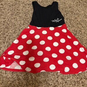 Disney Minnie Mouse Dress XS Xtra Small 4-5 Black Top Red White Polka Dot Skirt